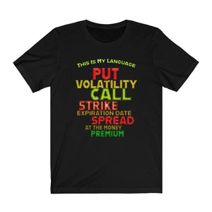 Day Trader Options Shiny Plastic Vocabulary Black T-Shirt