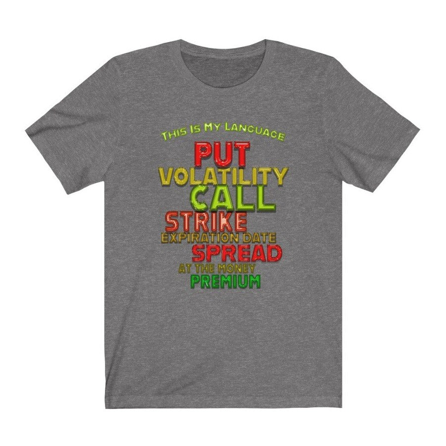 Day Trader Options Shiny Plastic Vocabulary Grey T-Shirt