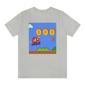 Retro Mario Bitcoin Collector Grey T-Shirt