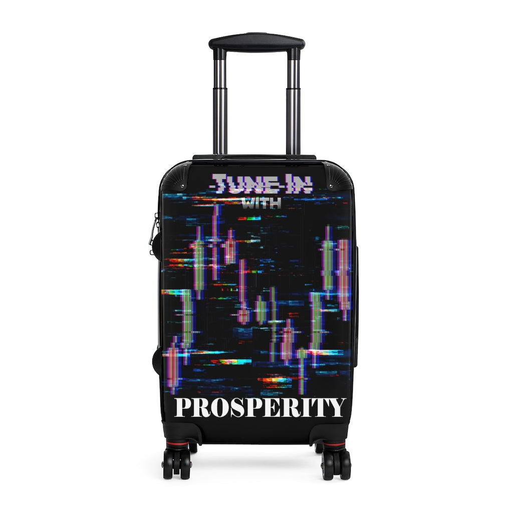 Tune In with Prosperity Cabin Suitcase Front