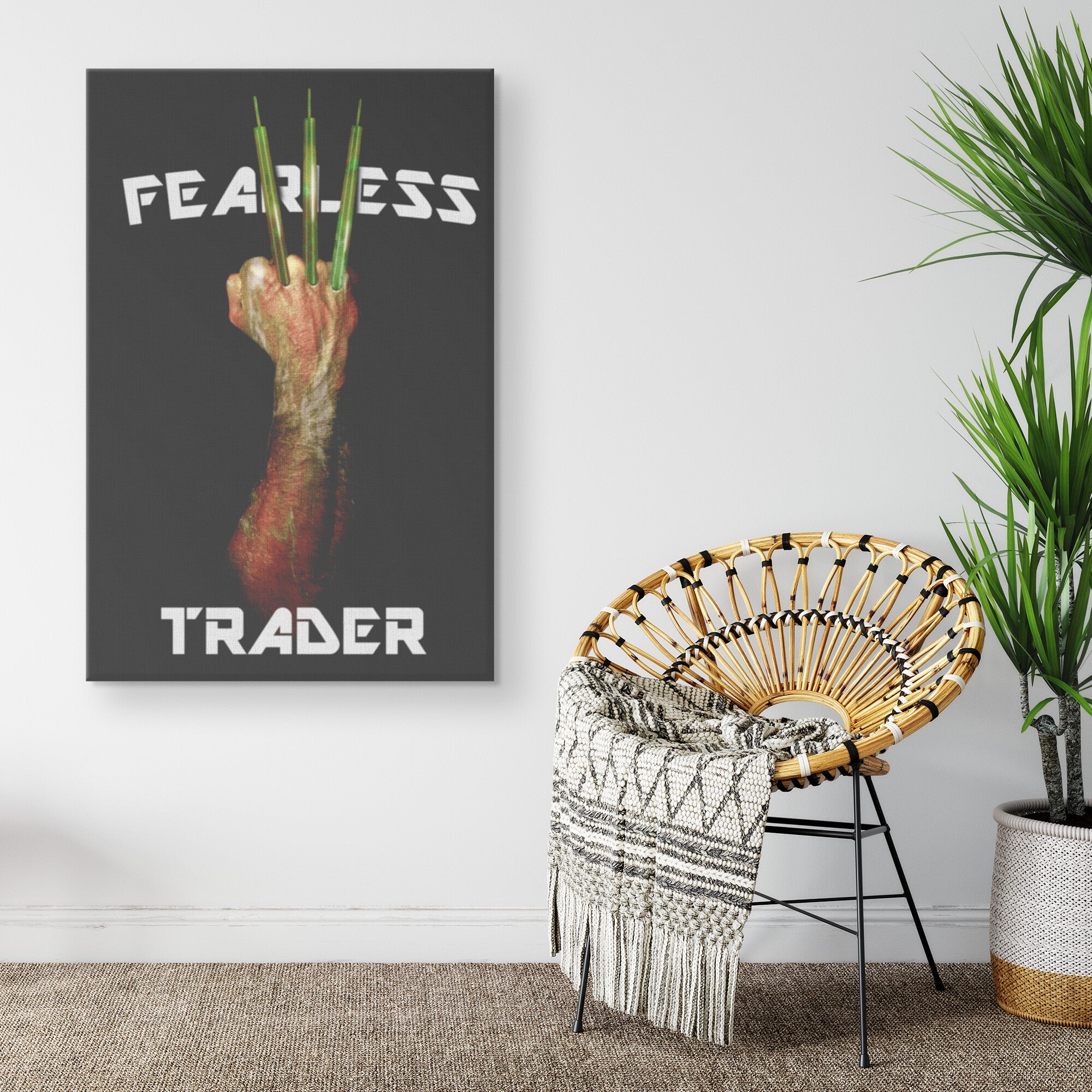 Fearless Trader Candlesticks Claw Canvas Hanging