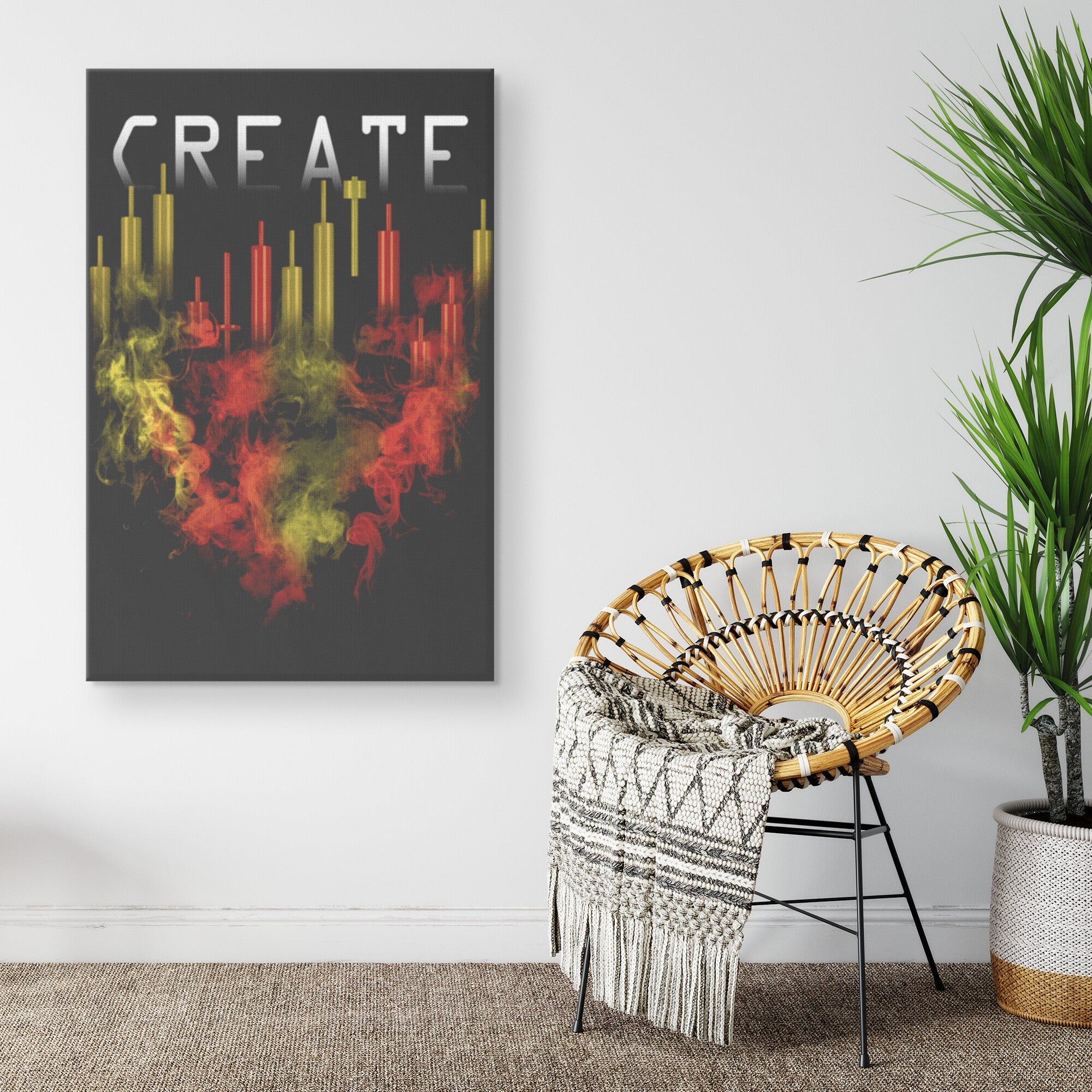 Create from Smoke to Trading Candlestick Canvas Hanging